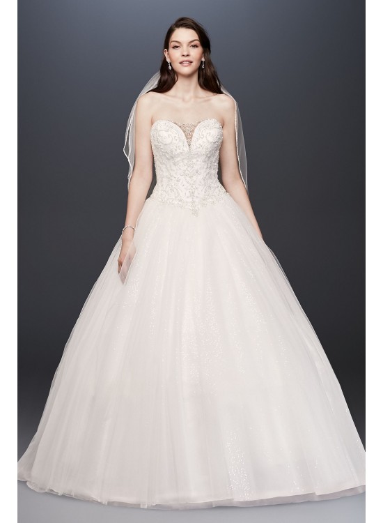 Beaded Illusion Bodice Ball Gown Wedding Dress  Collection V3849