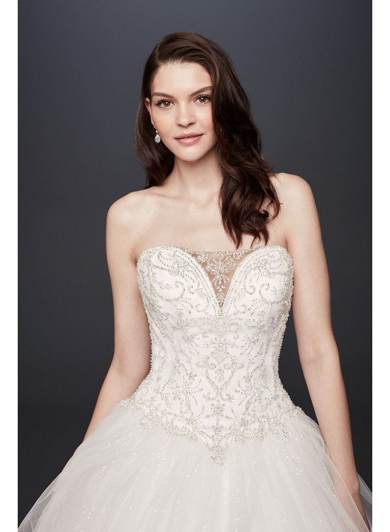 Beaded Illusion Bodice Petite Wedding Dress  Collection 7V3849