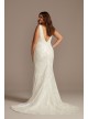 Beaded Illusion Plunge Plus Size Wedding Dress  9SWG873