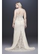 Beaded Illusion and Crepe Plus Size Wedding Dress  9SV771