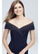 Beaded Jersey Off-the-Shoulder Dress with Lapel Xscape 841X