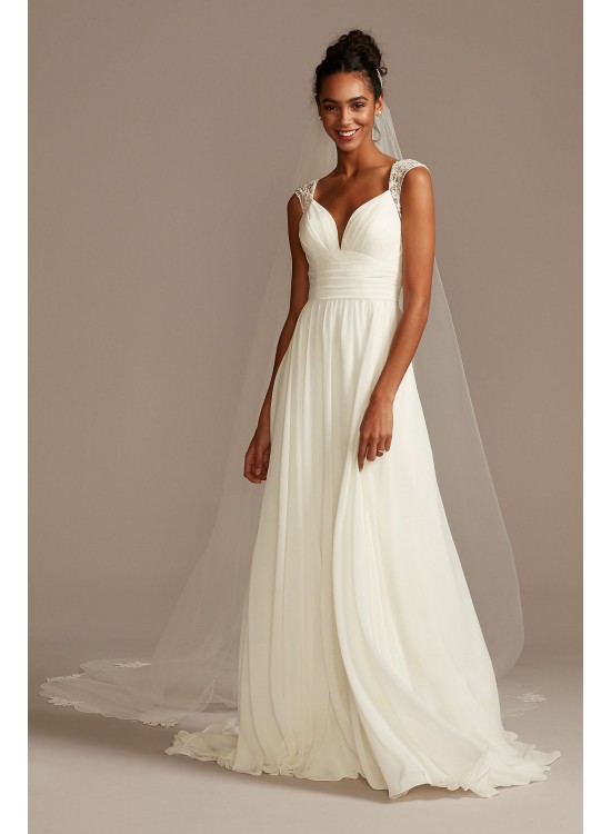 Beaded Keyhole Back Chiffon Wedding Dress  WG4003