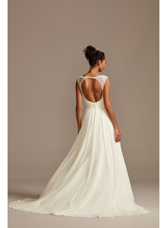 Beaded Keyhole Back Chiffon Wedding Dress  WG4003