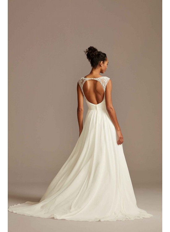 Beaded Keyhole Back Tall Chiffon Wedding Dress  4XLWG4003