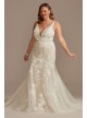 Beaded Lace 3D Floral Plus Tulle Wedding Dress  9SWG897