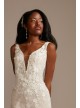 Beaded Lace 3D Floral Tulle Petite Wedding Dress  7SWG897