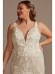 Beaded Lace Floral Tall Plus Tulle Wedding Dress  4XL9SWG897