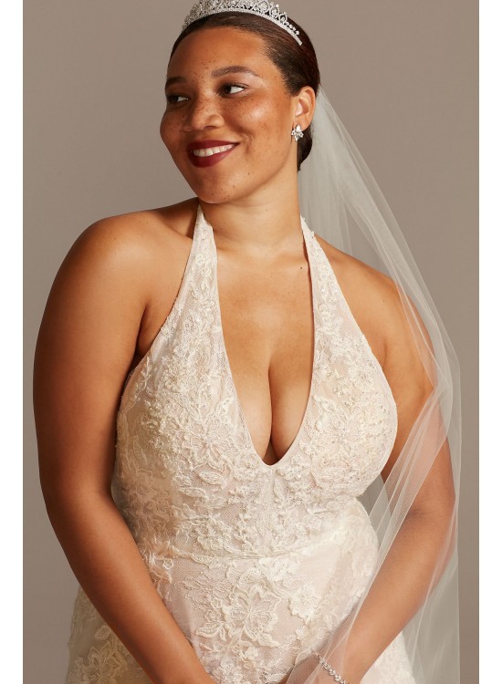 Beaded Lace Halter A-line Plus Size Wedding Dress  8CWG848