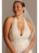 Beaded Lace Halter A-line Plus Size Wedding Dress  8CWG848