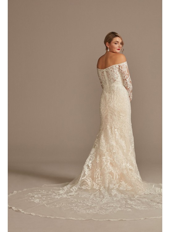 Beaded Lace Long Sleeve Petite Wedding Dress  7SLXTCWG808