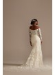 Beaded Lace Long Sleeve Plus Size Wedding Dress  8SLXTCWG808