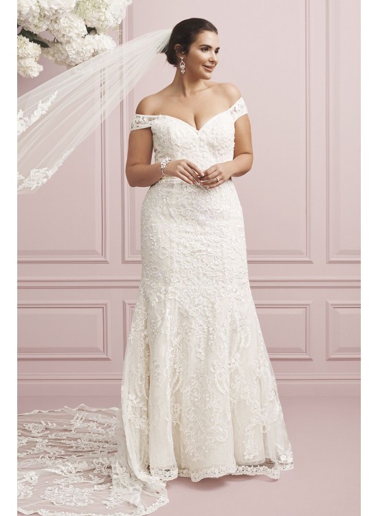 Beaded Lace Mermaid Plus Size Wedding Dress  8XTCWG808