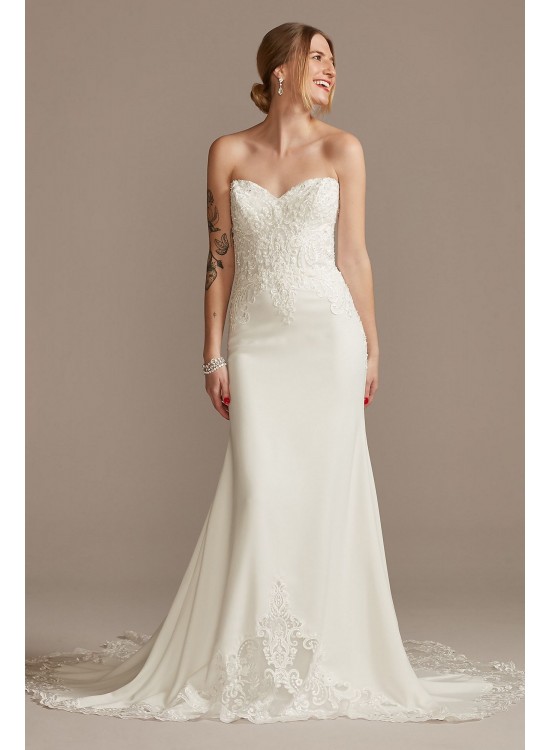 Beaded Lace Petite Wedding Dress with Back Strap  7LBSV830