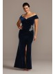 Beaded Off-the-Shoulder Velvet Plus Size Gown Alex Evenings 84917701