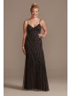 Beaded Overlay Spaghetti Strap Dress with Godets  WGINSLD2891