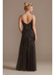 Beaded Overlay Spaghetti Strap Dress with Godets  WGINSLD2891