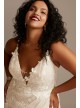 Beaded Plunge Plus Size Wedding Dress with Slit  9MBSWG887