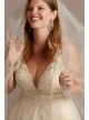 Beaded Plunging-V Illusion Plus Size Wedding Dress  9SWG837