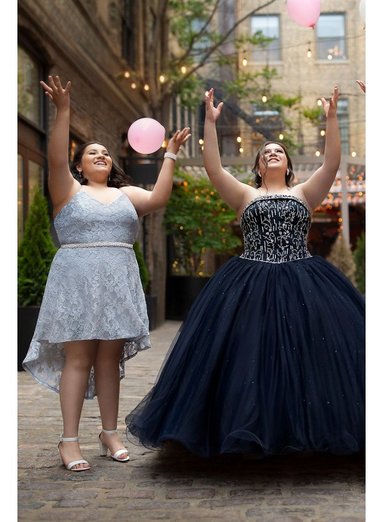 Beaded Satin and Tulle Strapless Quinceanera Dress Fifteen Roses FR2109