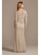 Beaded Scoopneck Illusion Long Sleeve Sheath Dress Adrianna Papell AP1E205390