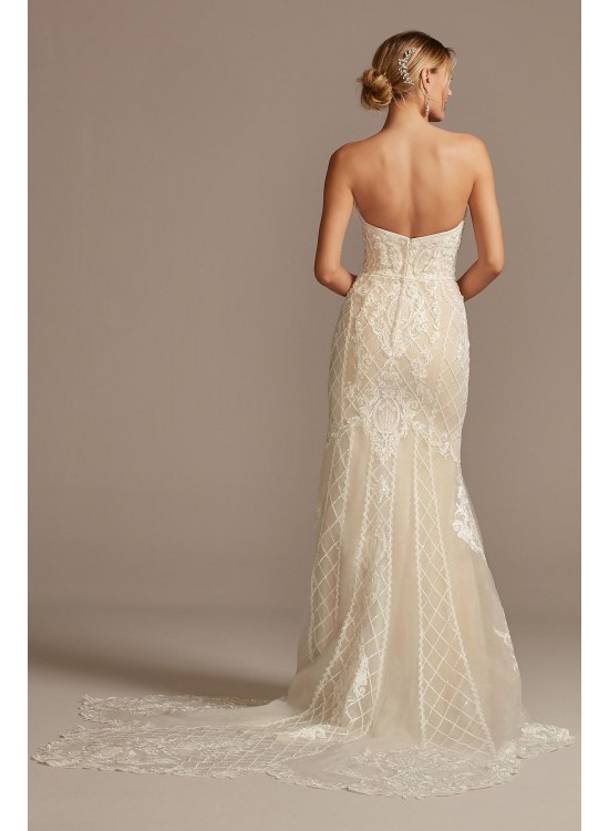 Beaded Scroll and Lace Mermaid Tall Wedding Dress  4XLCWG878