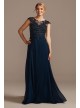 Beaded Sequin Illusion Cap Sleeve Belted Gown  VCRR18055