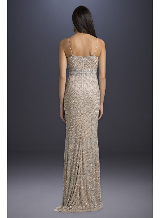 Beaded Sheath Wedding Dress with Spaghetti Straps Lara 29904