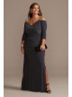 Beaded Strap Cold Shoulder Jersey Plus Size Gown  5659W