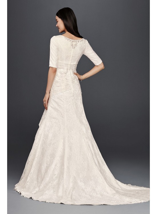 Beaded Trumpet  Wedding Dress with 3/4 Sleeves  Collection SLYP3344