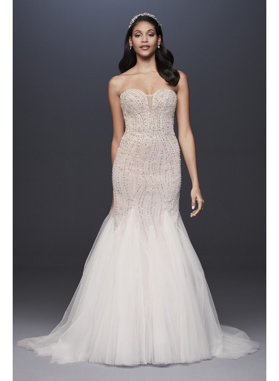 Beaded Tulle Sweetheart Trumpet Wedding Dress  SWG823