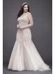 Beaded Tulle Trumpet Plus Size Wedding Dress  9SWG823