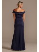 Beaded Waist Crepe Off-the-Shoulder Sheath Gown  WBM2428V2