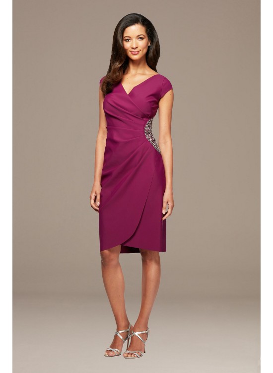 Beaded Waist Knee-Length Sheath Dress Alex Evenings 134175