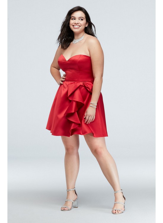 Bow Ruffle Strapless Fit-and-Flare Plus Size Dress Blondie Nites 1621BNW