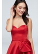 Bow Ruffle Strapless Satin Fit-and-Flare Dress Blondie Nites 1621BN