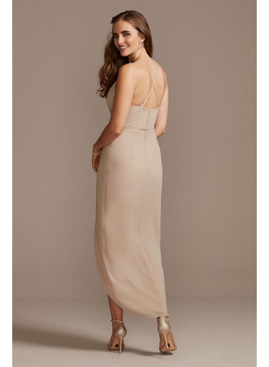 Bridesmaid Dress with Tulip Hem Chiffon Midi  F20175