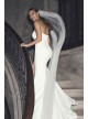 Button Front Strapless Stretch Crepe Wedding Dress  Collection WG3992