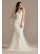 Buttoned Illusion Back Applique Tall Wedding Dress  4XLCWG909