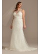 Buttoned Illusion Back Plus Size Wedding Dress  8CWG909