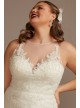 Buttoned Illusion Back Plus Size Wedding Dress  8CWG909