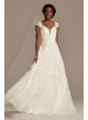 Cap Sleeve 3D Floral Lace Open Back Wedding Dress  CWG907