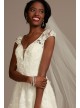 Cap Sleeve 3D Floral Lace Open Back Wedding Dress  CWG907