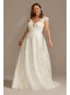 Cap Sleeve 3D Floral Lace Plus Size Wedding Dress  8CWG907