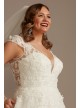 Cap Sleeve 3D Floral Lace Plus Size Wedding Dress  8CWG907