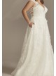 Cap Sleeve 3D Floral Lace Plus Size Wedding Dress  8CWG907