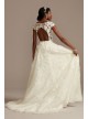 Cap Sleeve 3D Floral Lace Tall Wedding Dress  4XLCWG907