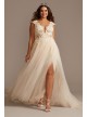 Cap Sleeve Lace Appliqued Plus Size Wedding Dress  9SWG862