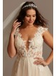 Cap Sleeve Lace Appliqued Plus Size Wedding Dress  9SWG862