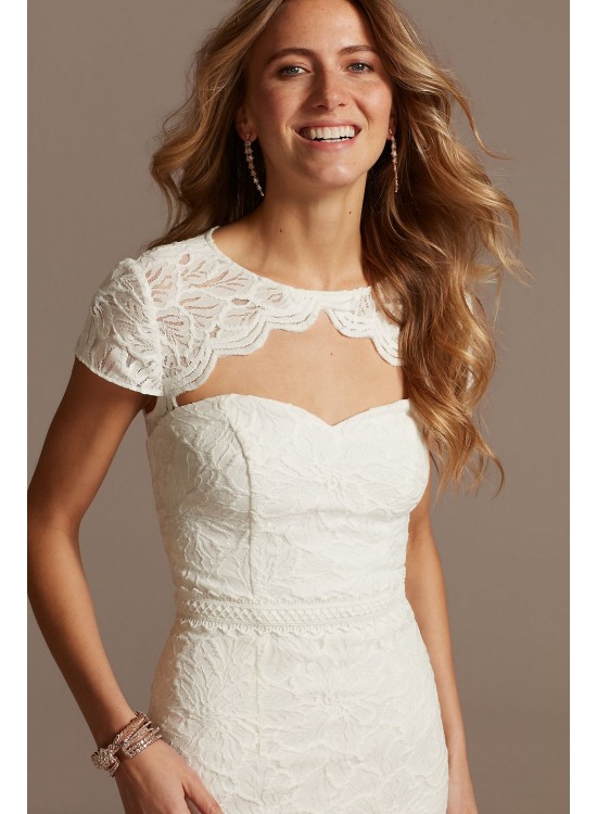 Cap Sleeve Lace Dress with Scalloped Keyhole DB Studio SDWG0810