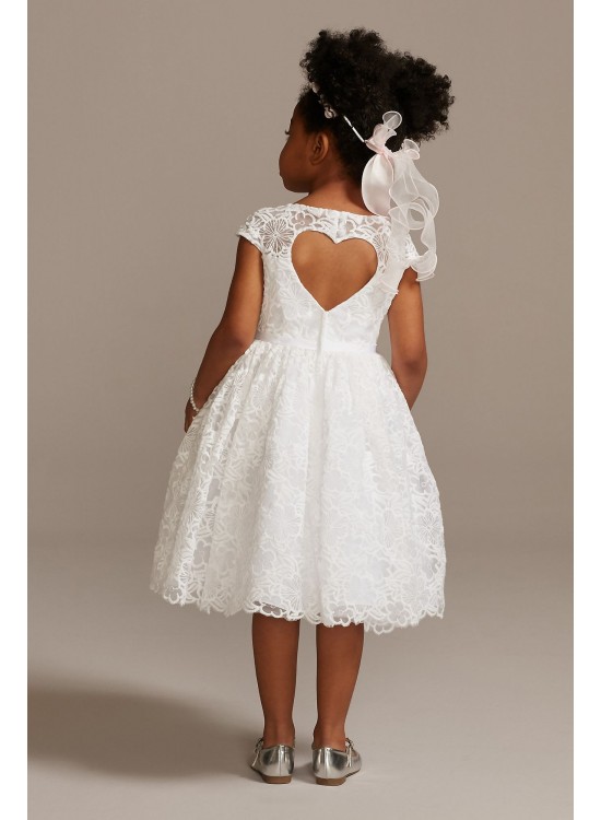 Cap Sleeve Lace Heart Cutout Flower Girl Dress  WG1408